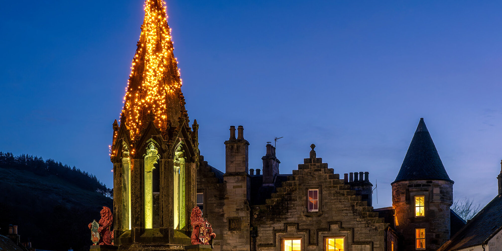 Warbeck House by night