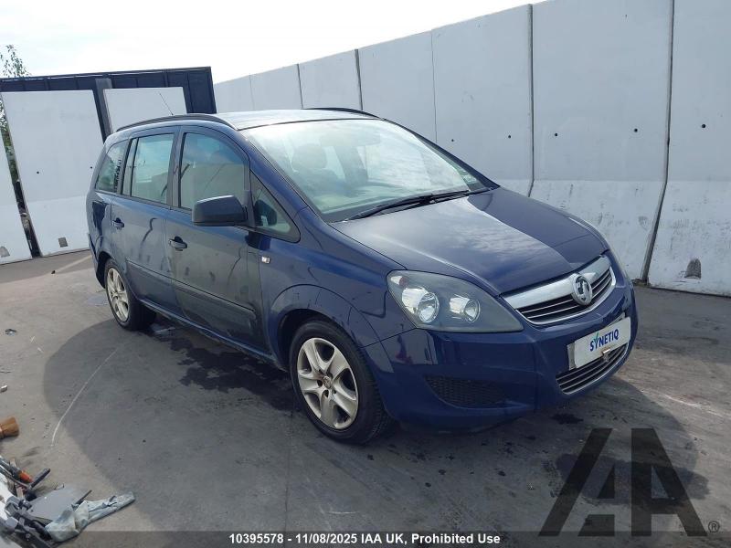 2012 VAUXHALL ZAFIRA EXCLUSIV 1598cc PETROL MANUAL 5 DOOR MPV