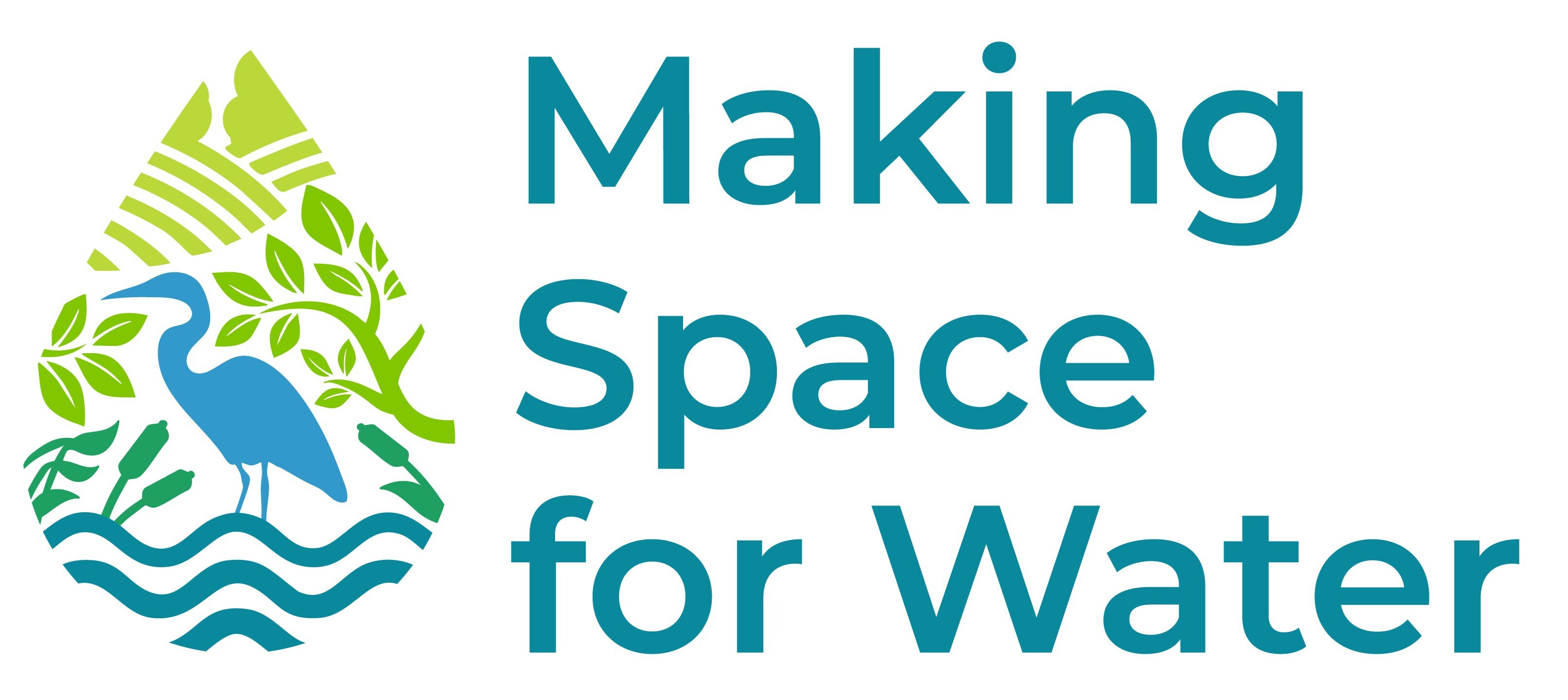 a blue and green logo alongside the words Making Space for Water