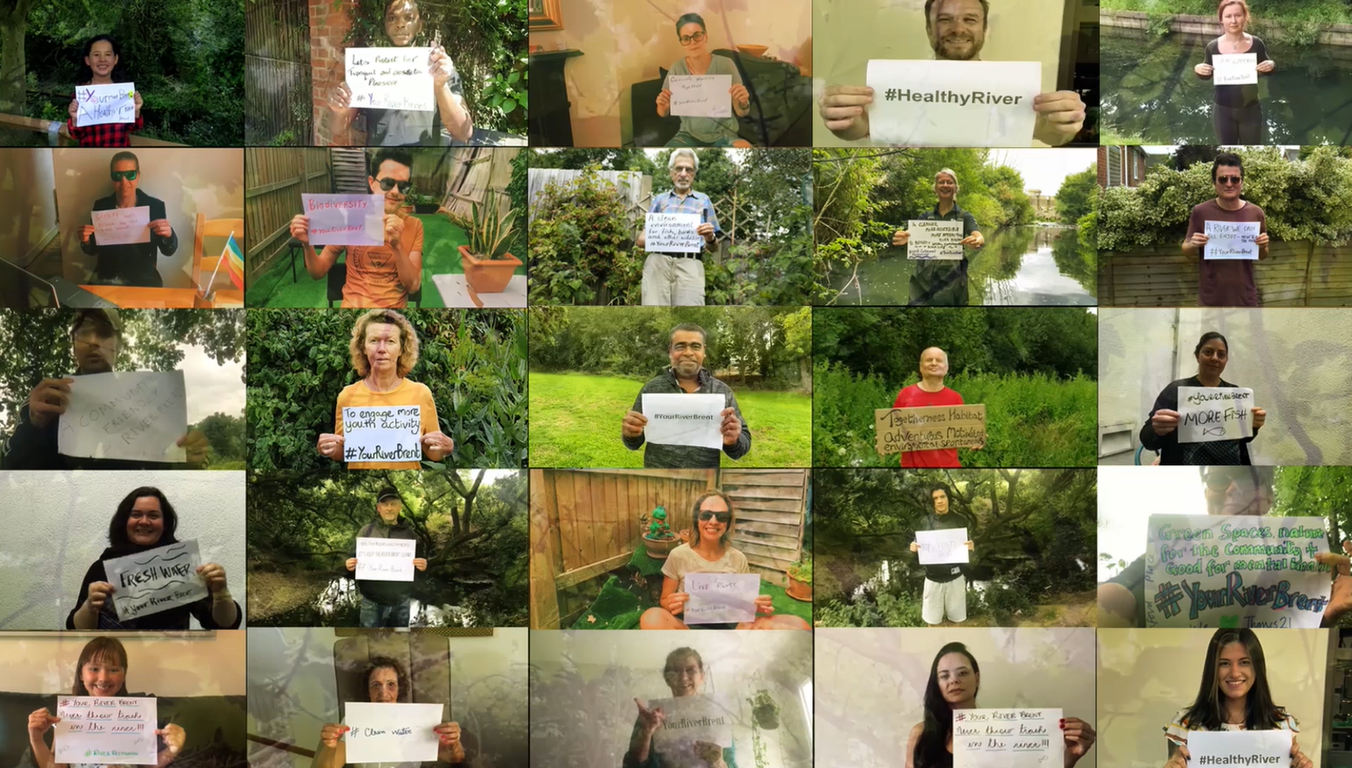 people holding signs in support of rivers