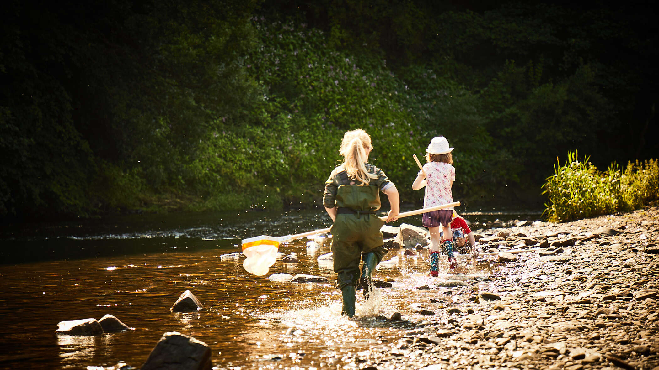Kids playing in river