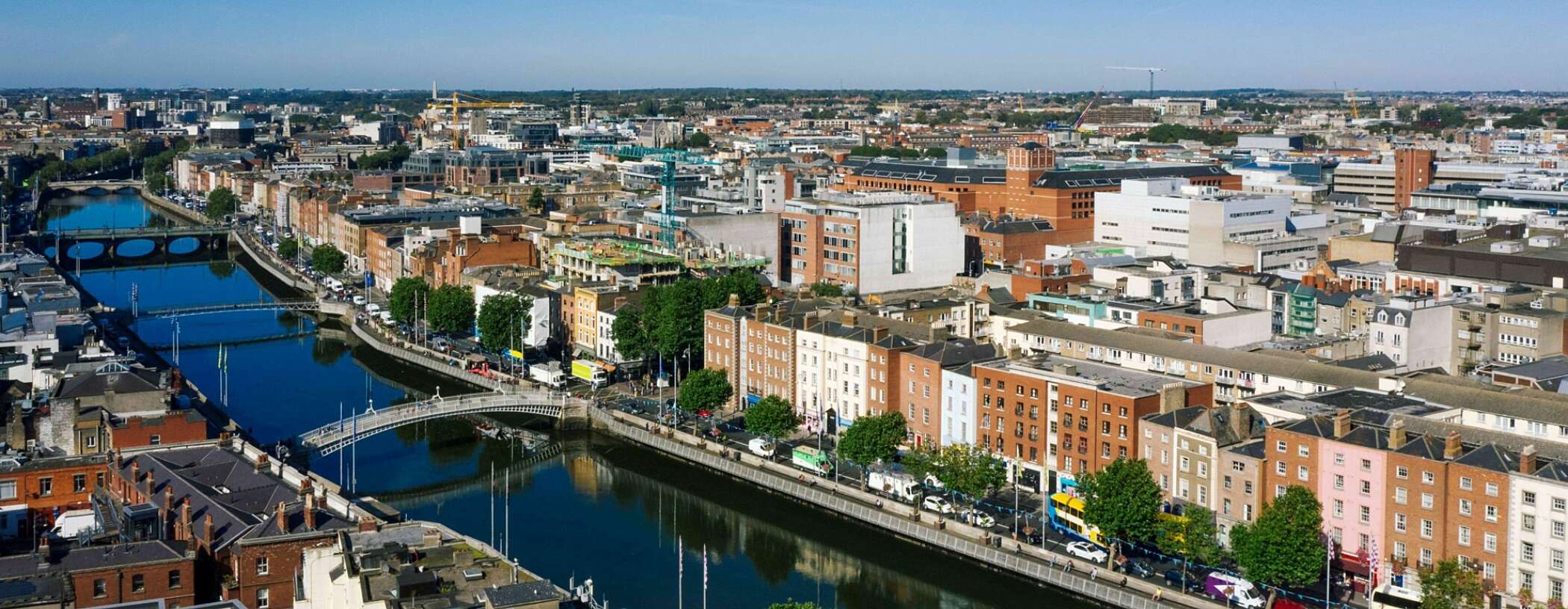 aerial view of the River Liffey in Dublin