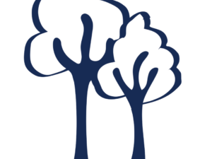 dark blue icon of two trees