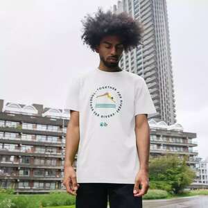 Man in Rivers Trust T-shirt white with swimmer illustration