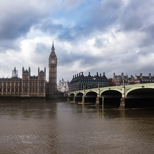 View across the Thames to Westminster, Houses of Parliament, and Big Ben