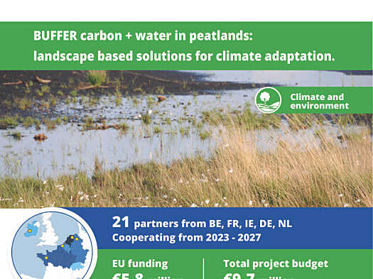 A poster with an image of a peat bog and short description of the project