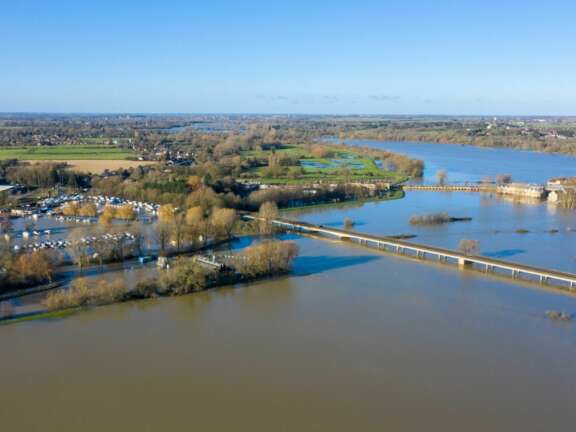 Aerial shot of the River Cam at St Ives, Cambridgeshire
