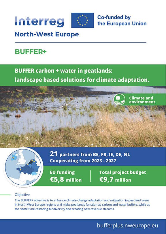 A poster with an image of a peat bog and short description of the project