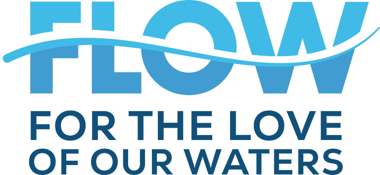 Logo reading FLOW for the love of our waters