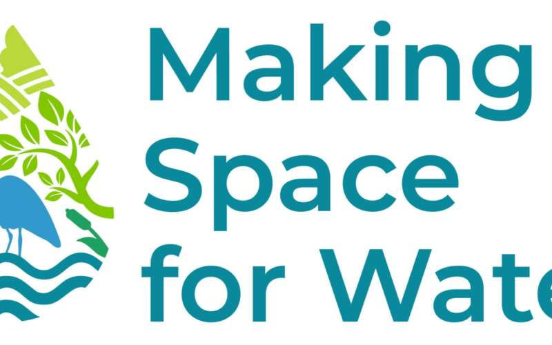 a blue and green logo alongside the words Making Space for Water