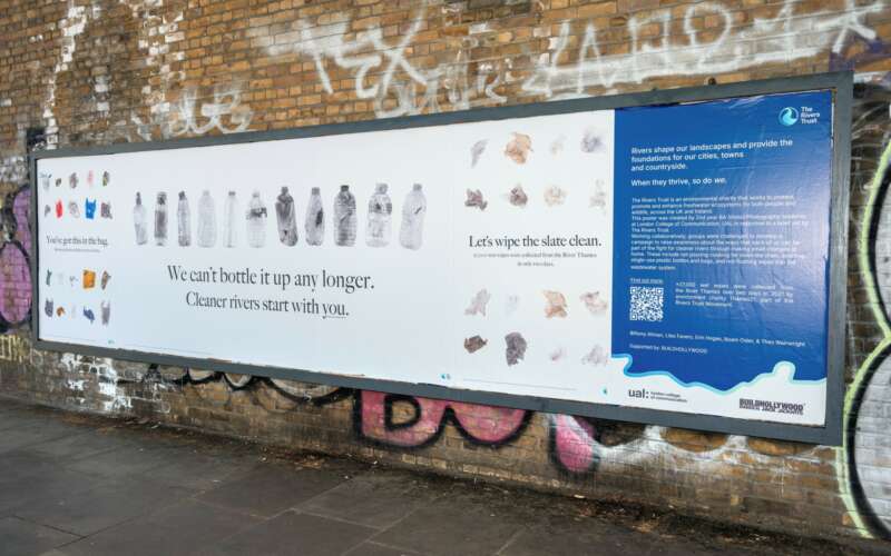 billboards feature plastic bottles and wet wipes