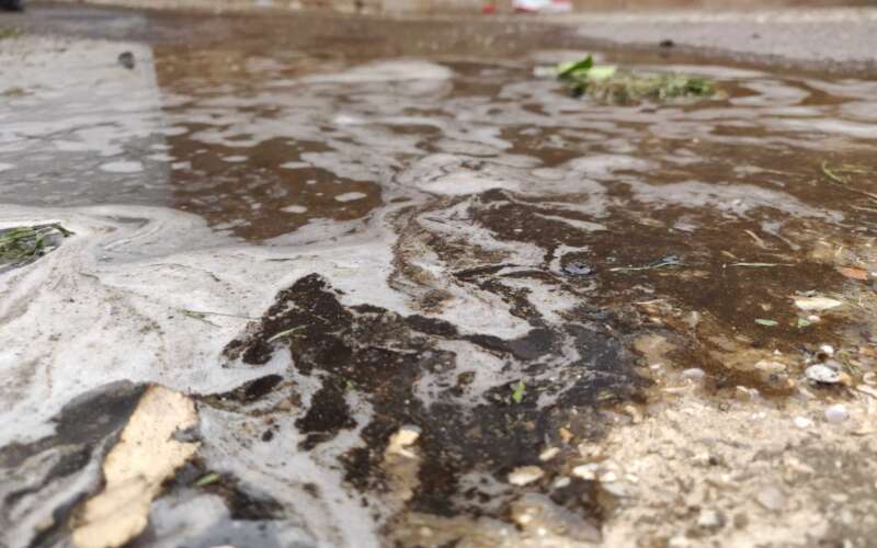 Silt and soil polluted river