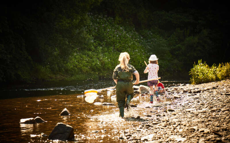 Kids playing in river