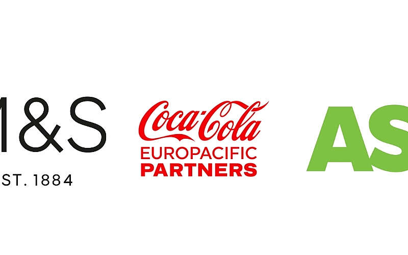 Logos for Tesco, M&S, Coca Cola Europacific, Asda, and WWF