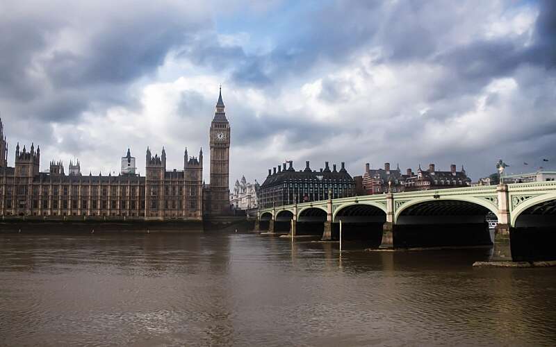 View across the Thames to Westminster, Houses of Parliament, and Big Ben