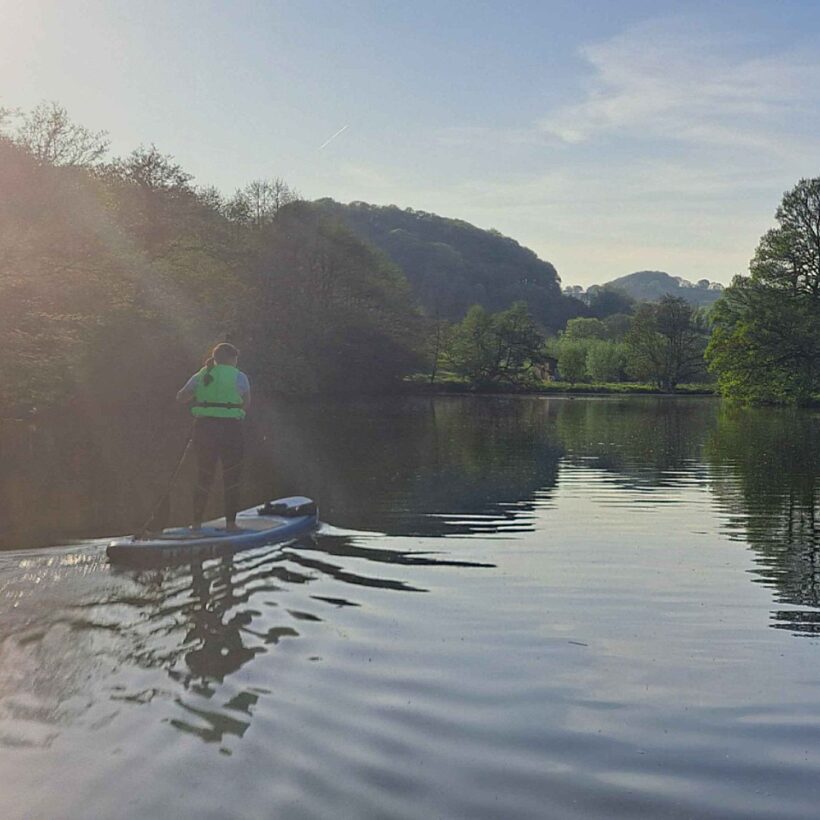 Paddleboarding on the river