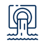 An icon depicting sewage pollution in navy