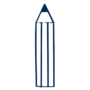 Dark blue icon of a pencil