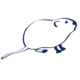 Dark blue icon of a water vole