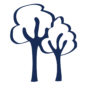 dark blue icon of two trees