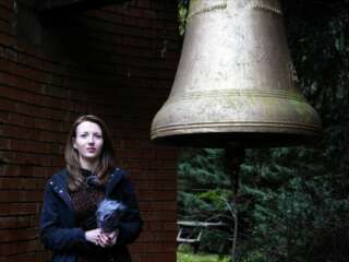 Audio Vision PHD Wendy Smith with the bell she recorded