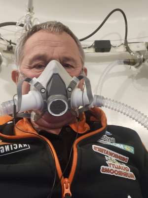 Neil Crayston in the hyperbaric oxygen chamber
