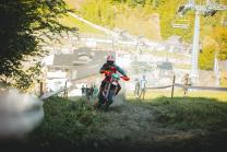 Burts riding one of the climbs at the Enduro World Championshops at Abestone