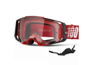 100 Armega Goggles Red Clear Lens