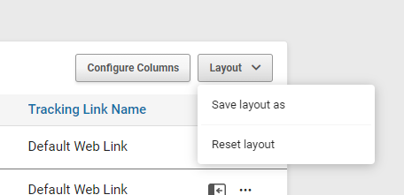 The pop-up for the "Layout" button. The options are "Save Layout As" as "Reset Layout"