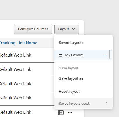 The Expanded layout option with save layouts to select from