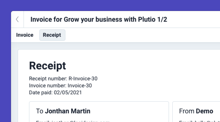 Plutio receipts