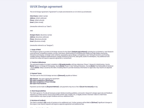 UI/UX Design Contract