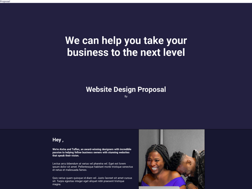 Web design proposal by Aisha & Tuffen