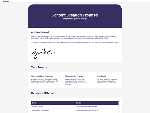 Content Creation Proposal