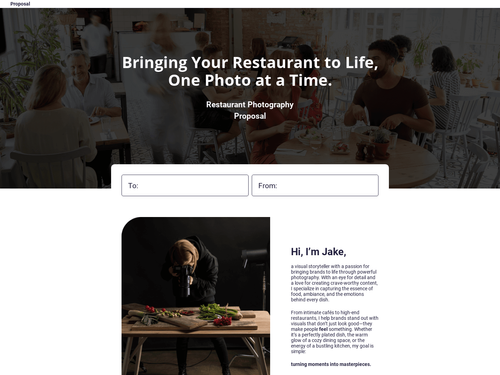 Restaurant Photography Proposal