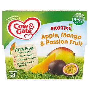 COW & GATE 4X100G APPLE MANGO & PASSIONFRUIT FRUIT POT