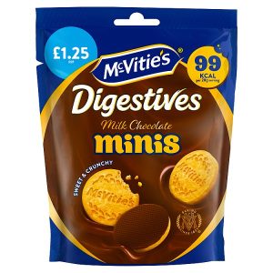 MCVITIES CHOCOLATE DIGESTIVE MINIS SHARING POUCH BISCUITS PMP £1.25, 80G