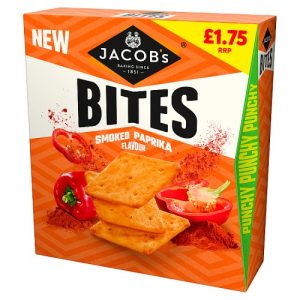 JACOBS BITES SMOKED PAPRIKA CRACKERS 125G PMP £1.75