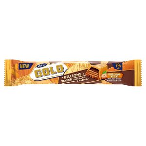 MCVITIES GOLD BILLIONS WAFER GOLDEN CARAMEL HAZELNUT CHOCOLATE BAR 39G PMP 79P