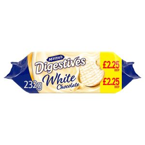 MCVITIES WHITE CHOCOLATE DIGESTIVE BISCUITS 232G £1.99 PMP