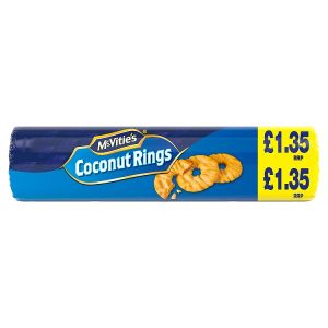 MCVITIES COCONUT RINGS BISCUITS PMP £1.35 300G