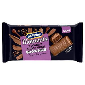 MCVITIES MOMENTS DOUBLE CHOCOLATE FUDGE BROWNIES CAKE BARS MULTIPACK 5X29.6G, 148G