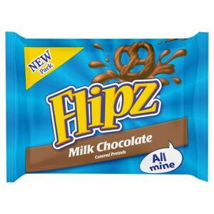 FLIPZ MEGA BAG MILK CHOCOLATE COATED PRETZEL SNACKS 150G