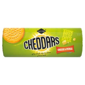 JACOBS CHEDDARS CHEESE & PICKLE FLAVOUR CHEESE BISCUITS 150G