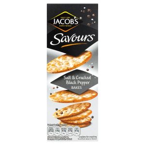 JACOBS SAVOURS BAKES SALT & CRACKED BLACK PEPPER CRACKERS 200G