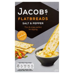 JACOBS FLATBREAD SALT & PEPPER CRACKERS 150G
