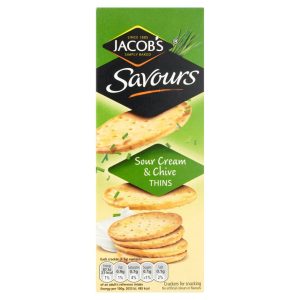 JACOBS SAVOURS THINS SOUR CREAM & CHIVE CRACKERS 150G