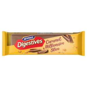 MCVITIES MILK CHOCOLATE DIGESTIVES CARAMEL MILLIONAIRE SLICE SNACK BAR SINGLE 51.5G