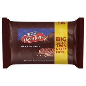 MCVITIES MILK CHOCOLATE DIGESTIVES BISCUITS TWIN PACK 2X316G, 636G