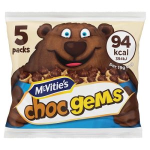 MCVITIES ICED GEMS CHOCOLATE MULTIPACK BISCUITS 5X19G, 95G